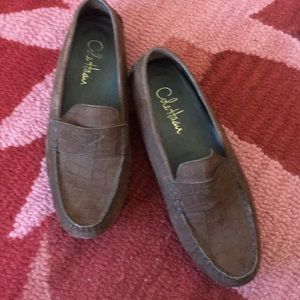 Cole Haan Brown Croco Suede Driving Mocs 8.5
